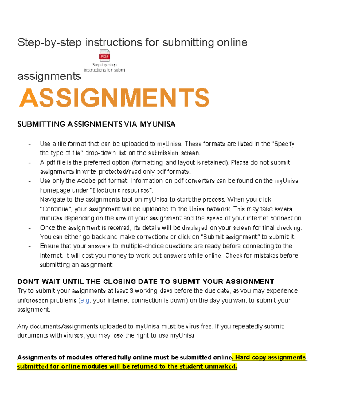 Step-by-Step Guide for Submitting Online Assignments (Feb 2022) - Studocu