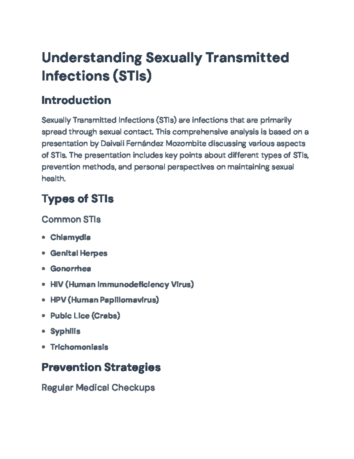 STI Awareness & Prevention Strategies: A Comprehensive Guide - Studocu