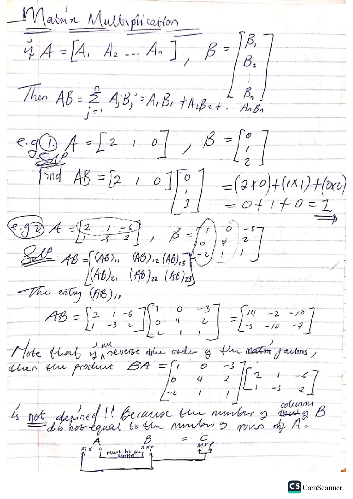 Matrix Multiplication Examples Solutions (Course Code: B) - Studocu