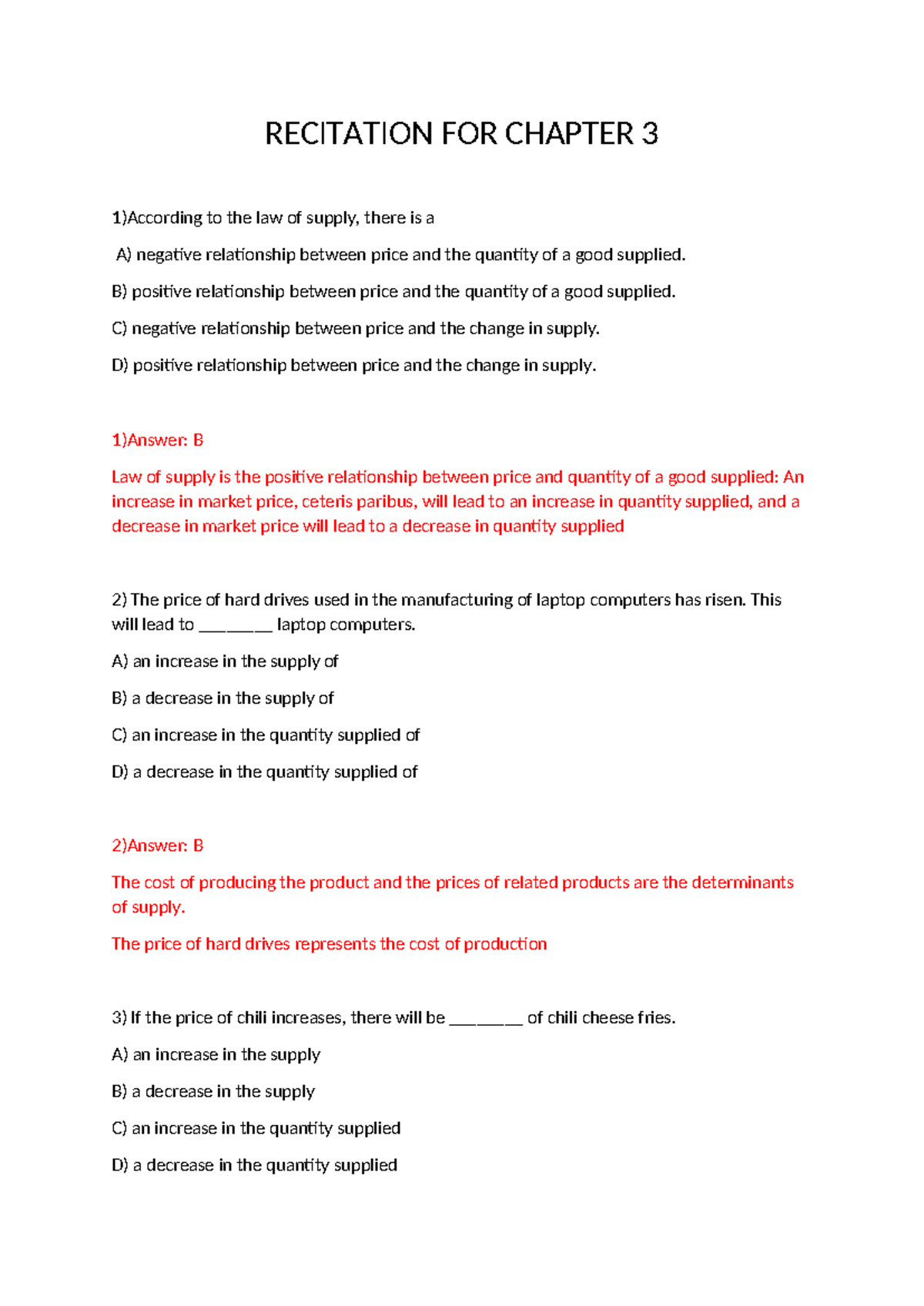 Chapter 3 Exercises - Understanding Supply and Demand Concepts - Studocu