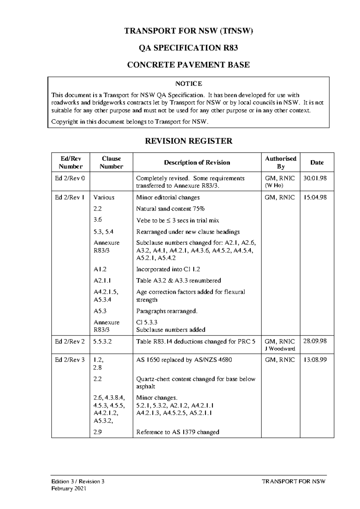 Specification R83 Ed 3 - Concrete Pavement Base Revision Overview - Studocu