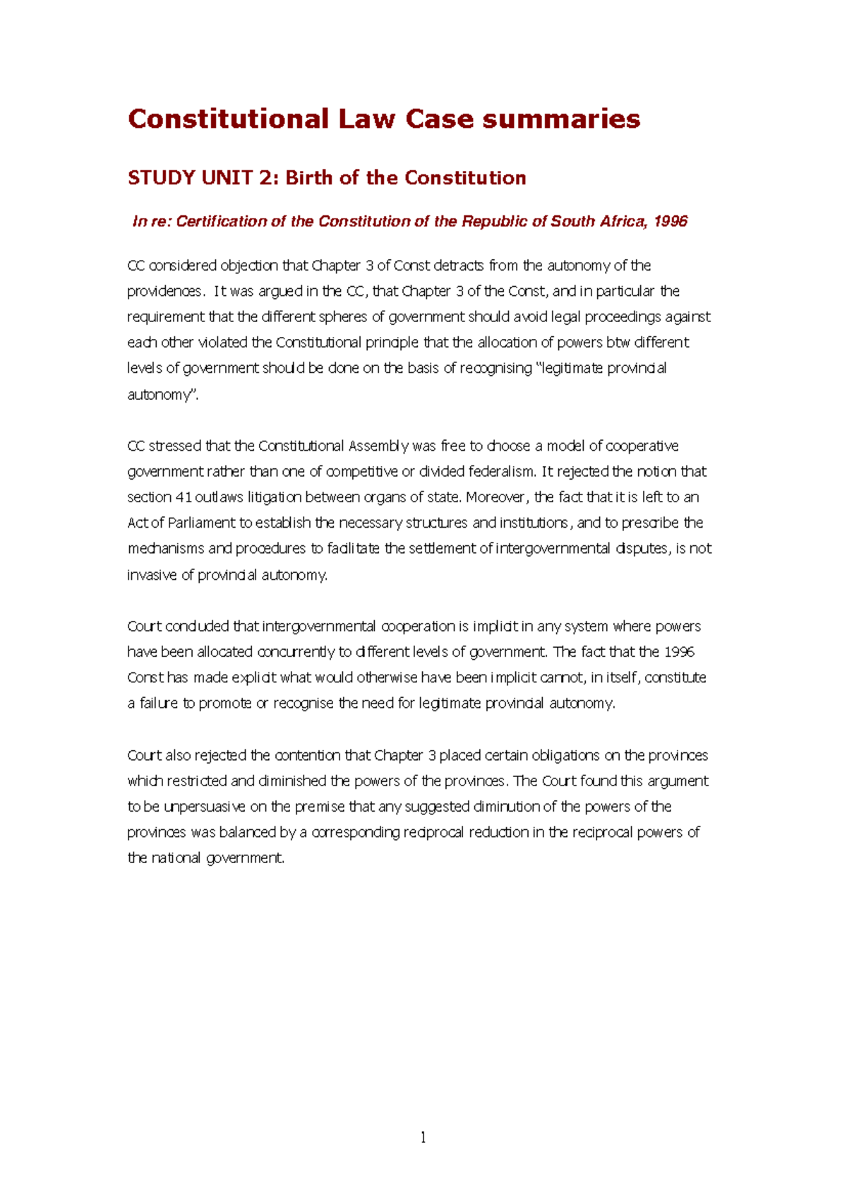 Constitutional Law Cases Summaries: Key Insights and Judgments - Studocu