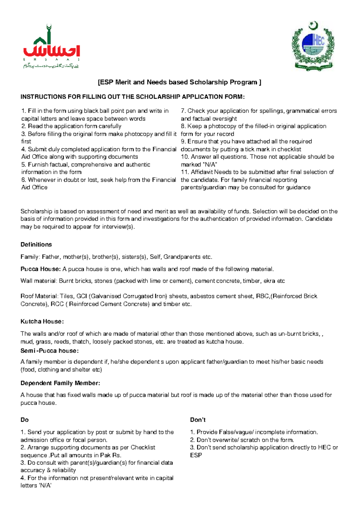 ESP - Application Form - Lecture Notes for Scholarship Program - Studocu