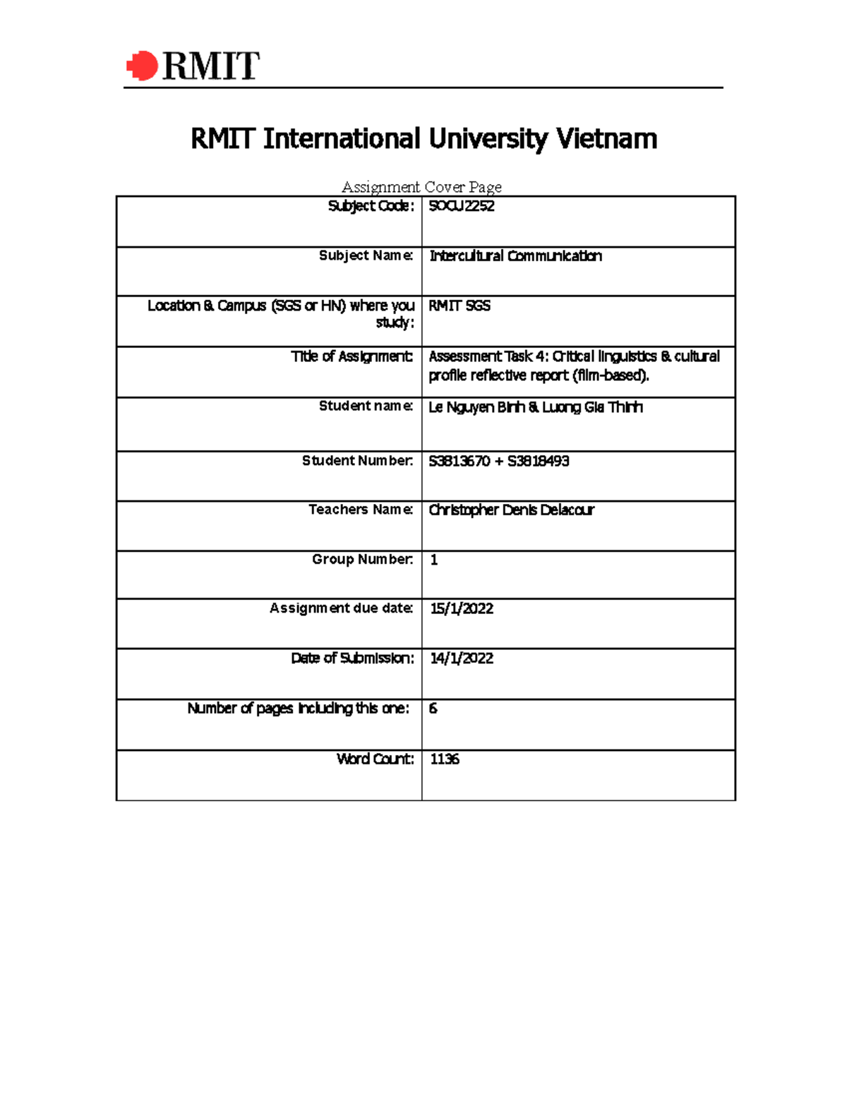 SOCU2252 - Assignment 4: Intercultural Communication in Crazy Rich Asians - Document Preview