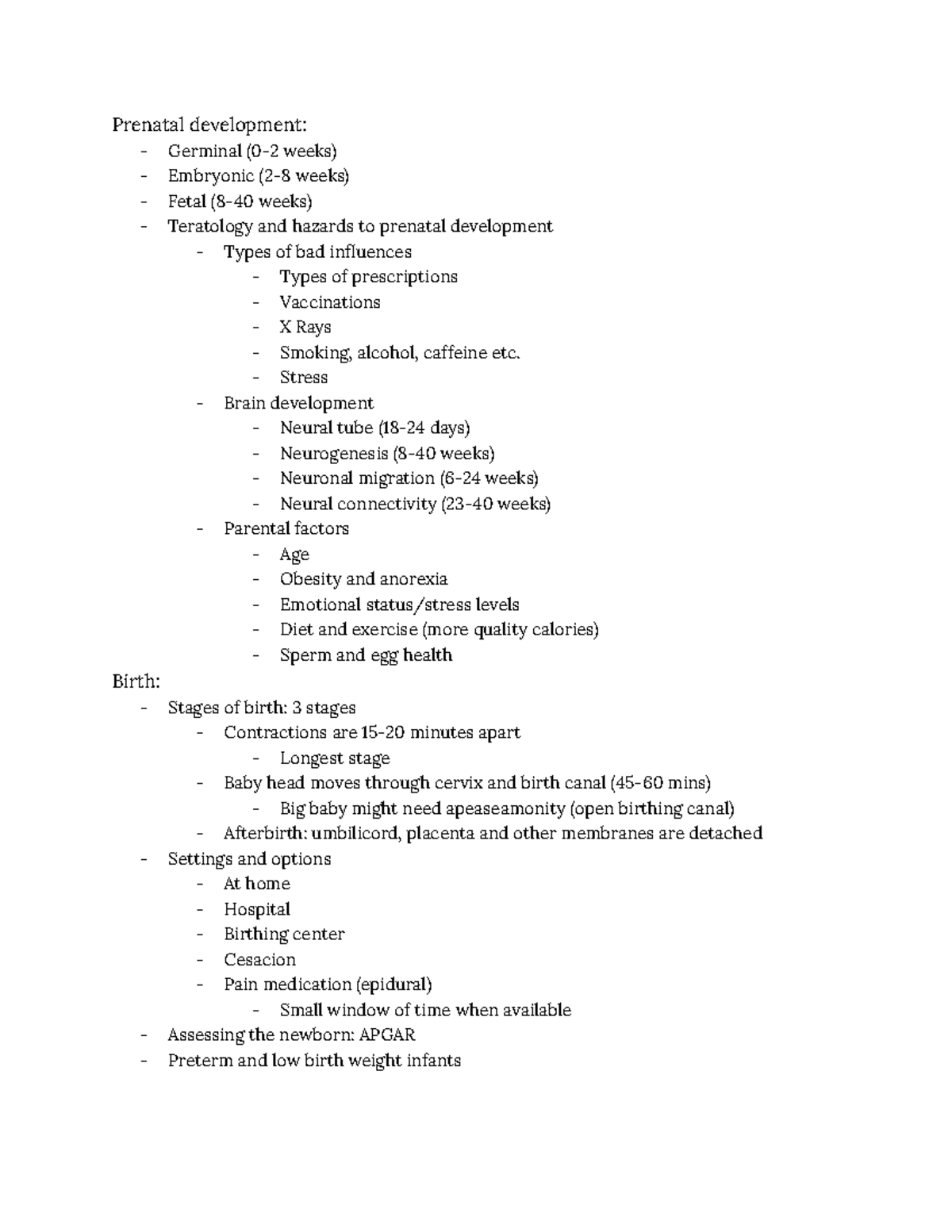 Lifespan Development: Chapter 3 - Prenatal to Birth Overview - Studocu