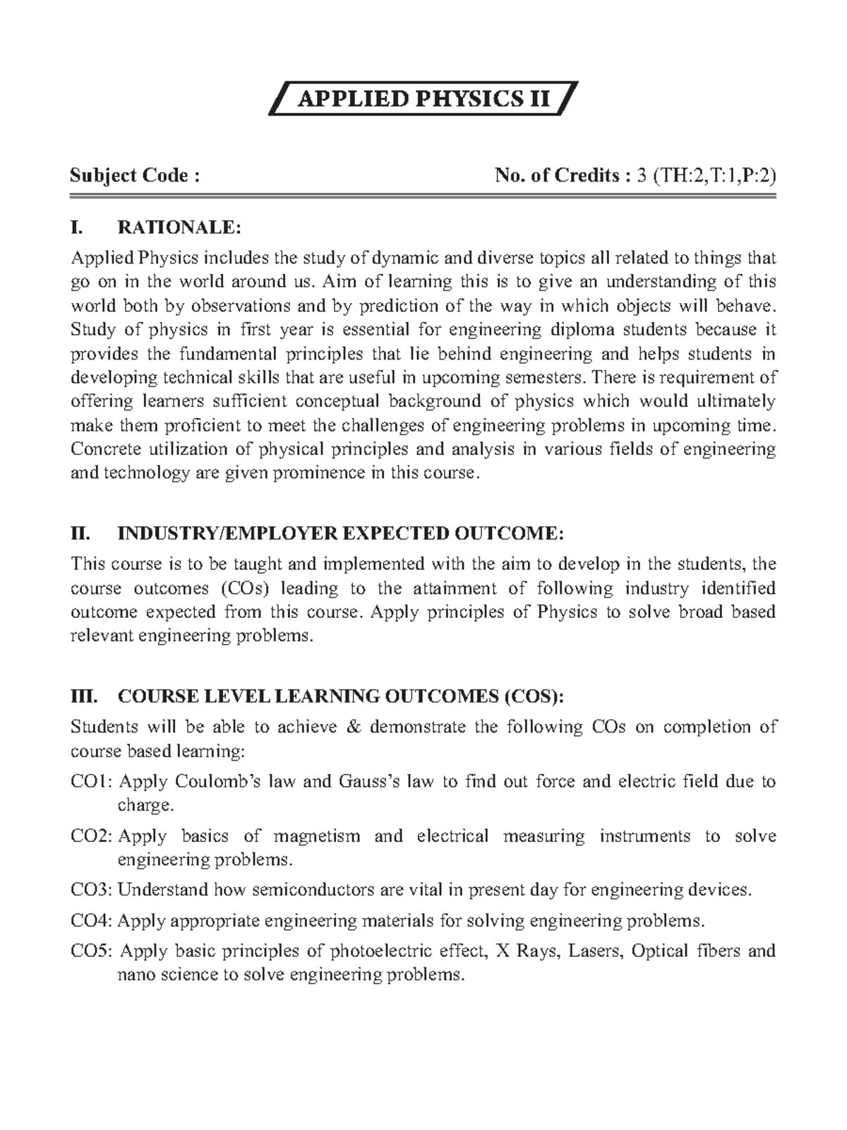 Applied Physics II - Comprehensive Study Notes for I Course - Studocu