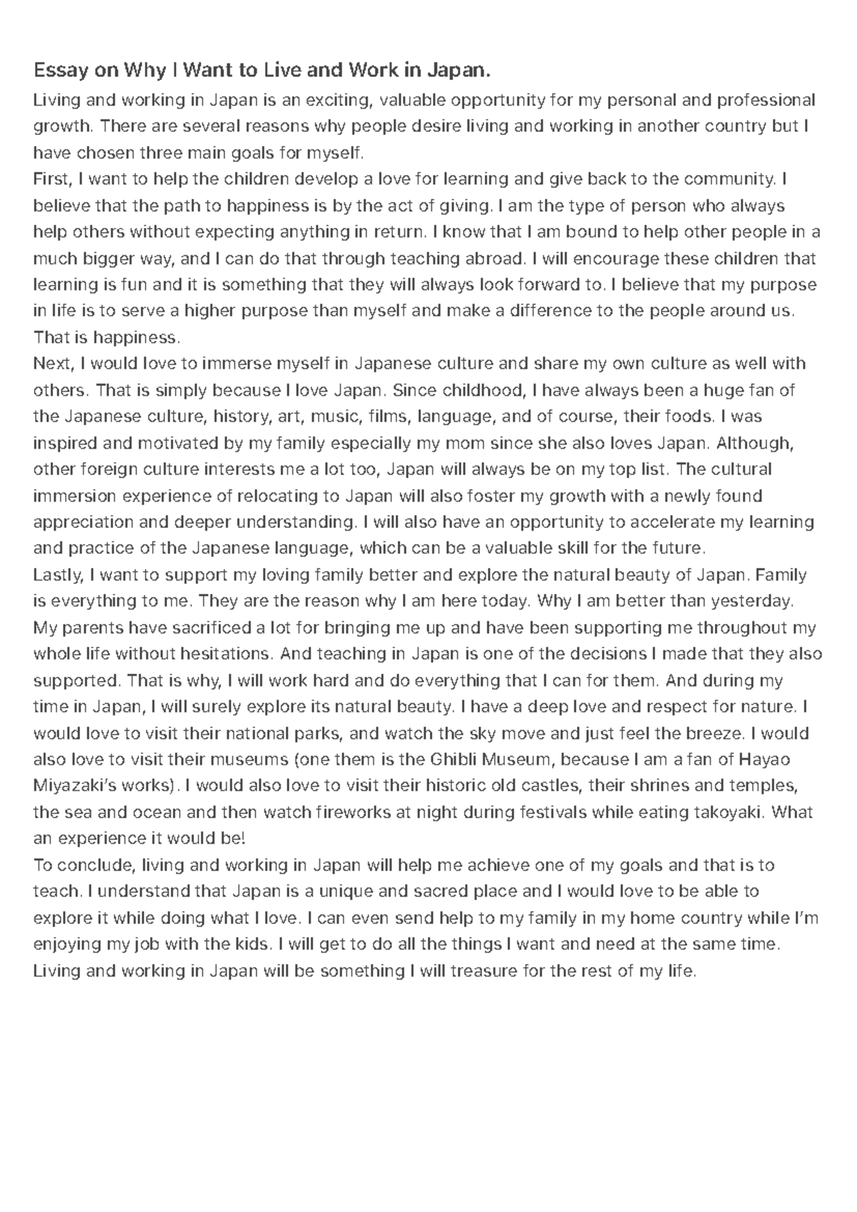 Essay on Why I Want to Live and Work in Japan - Living and working in ...