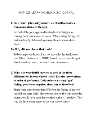 2-1joural - going with your gut - MAT-125 LEARNING BLOCK 2-1 
