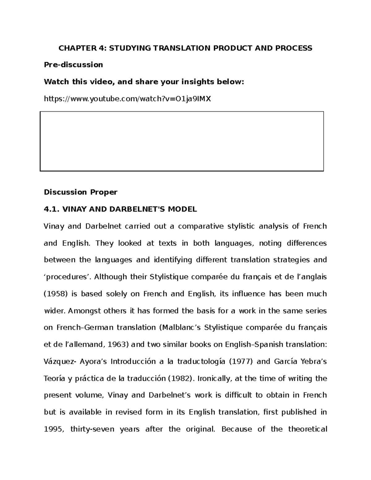 Lesson 4: Insights into Translation Product and Process Analysis - Studocu