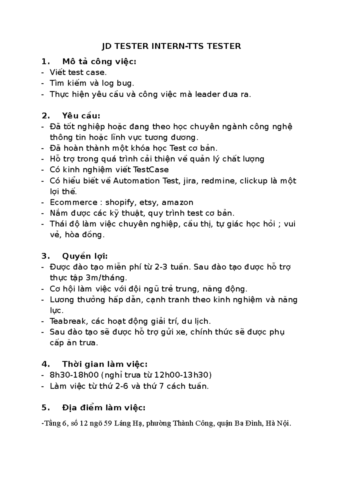 JD- Tester- Intern - ẳttreww - JD TESTER INTERN-TTS TESTER Mô tả công ...