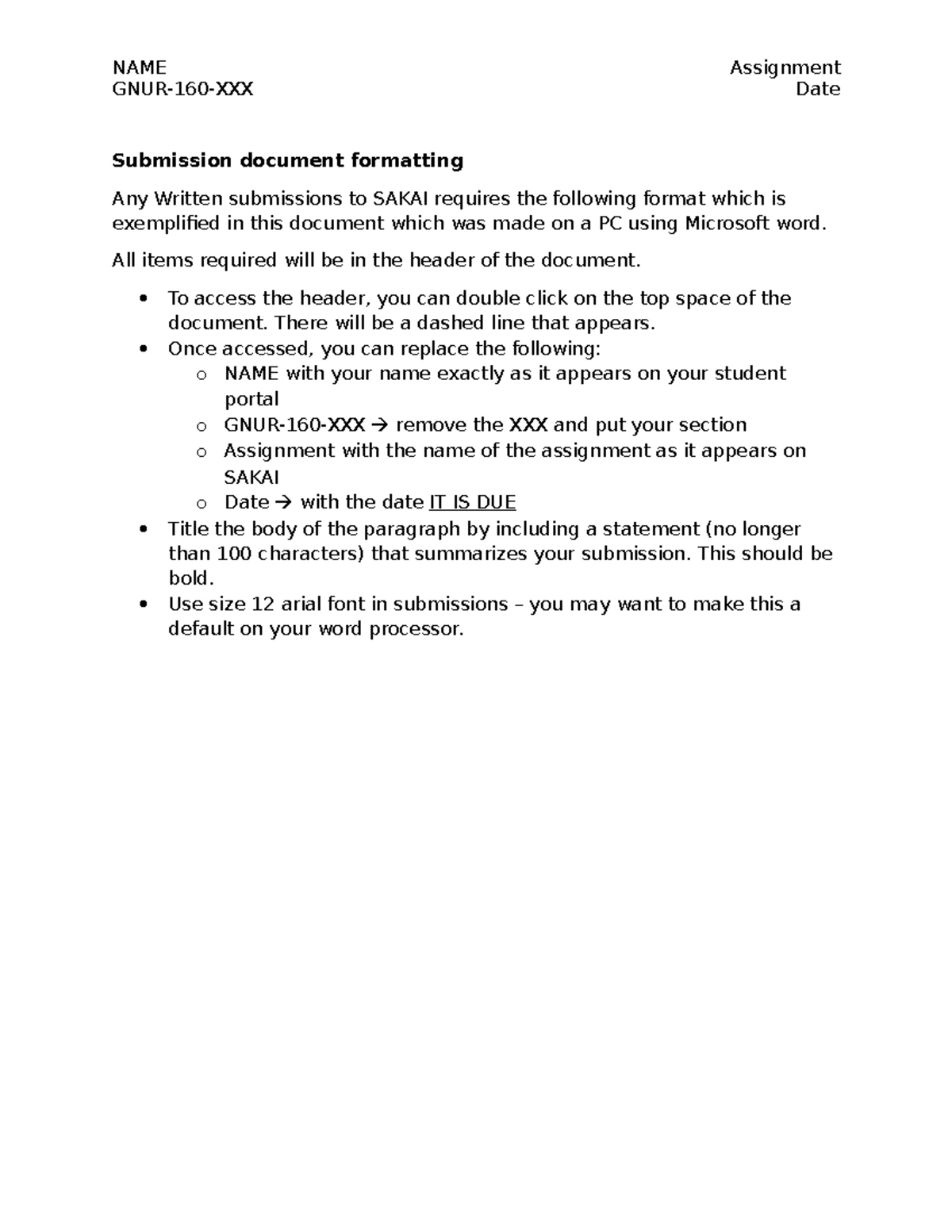 GNU$160 Assignment Submission Formatting Guidelines - Studocu