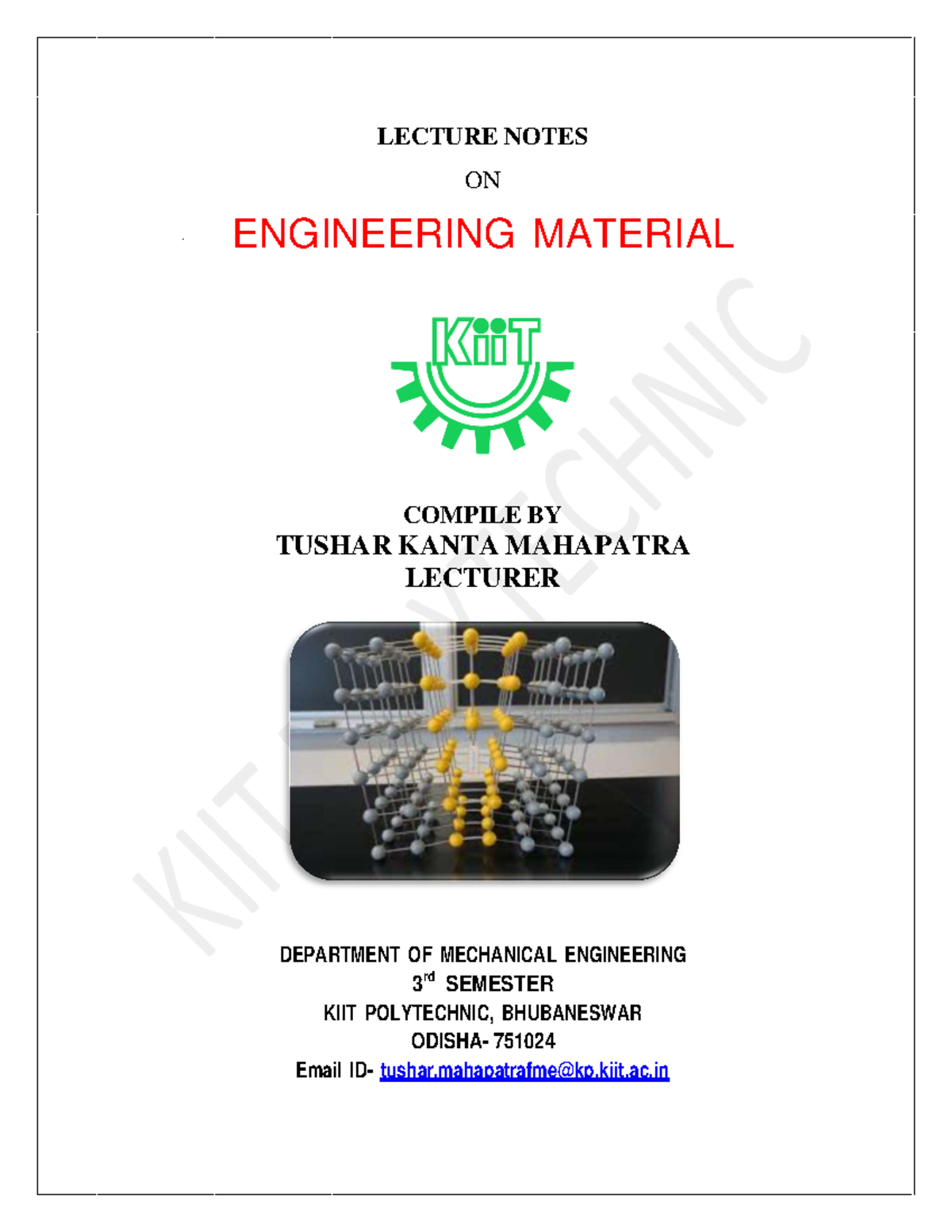 Engineering Materials Study Material - 3rd Sem ME LECTURE NOTES - Studocu