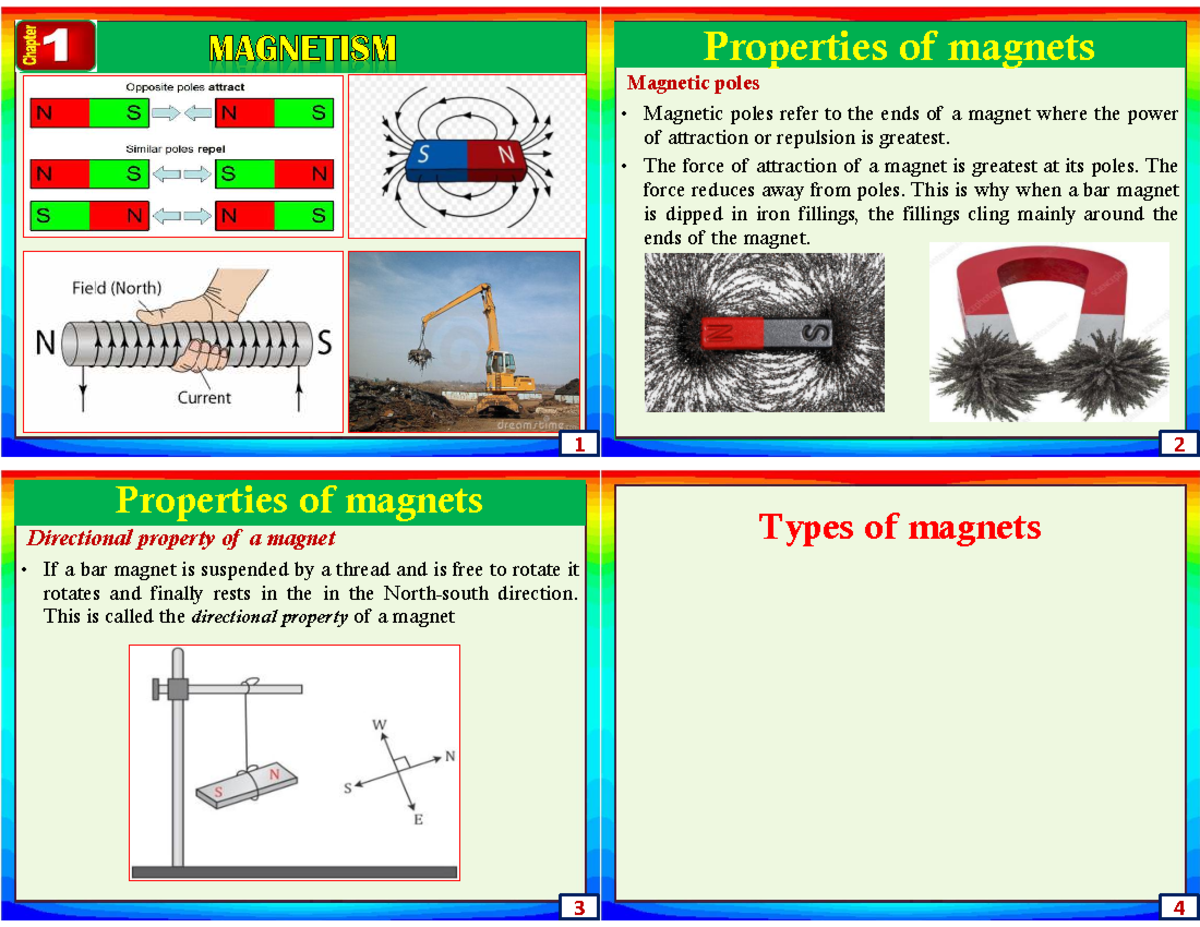 Properties of magnets: Understanding magnetic poles and fields - Studocu