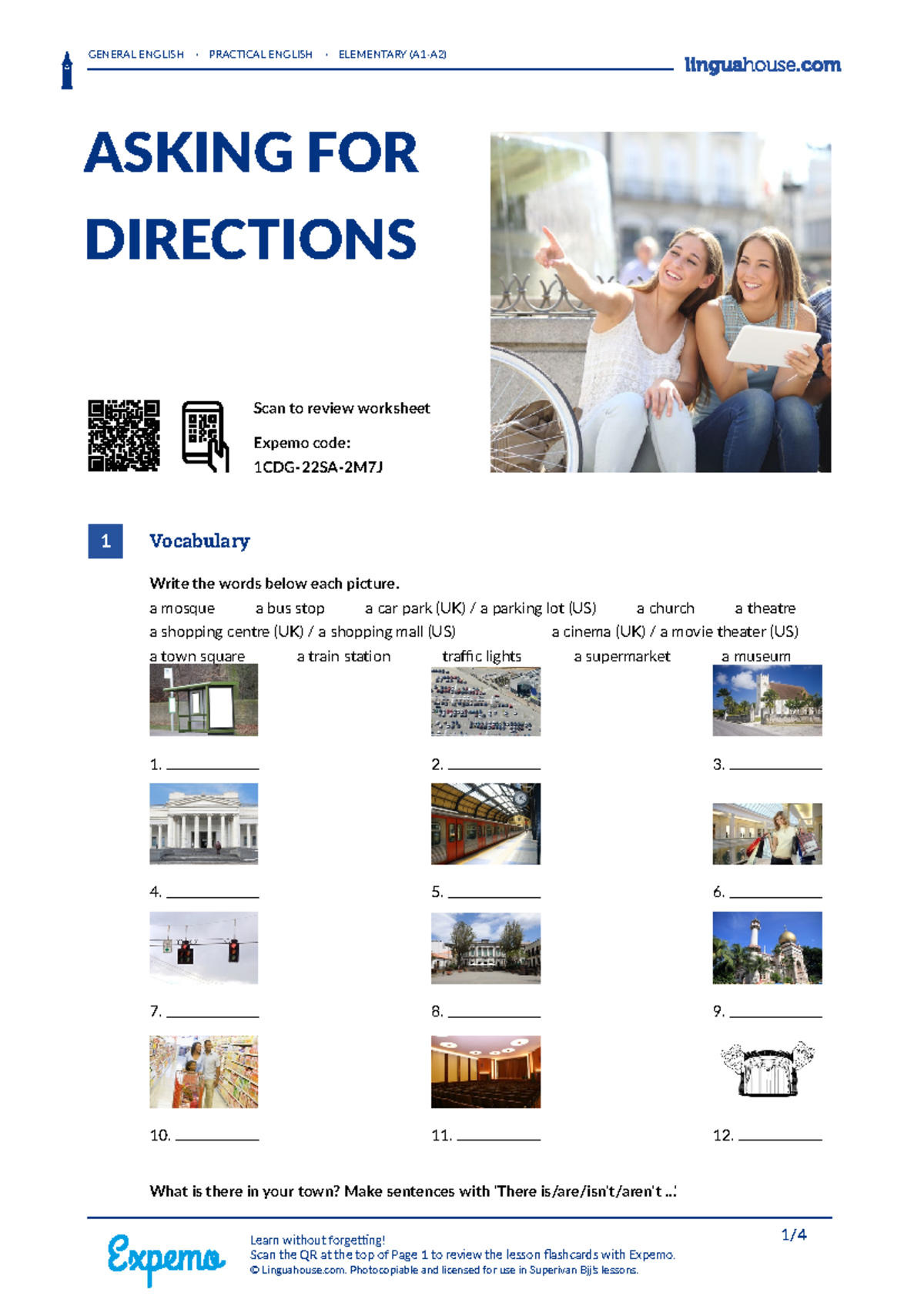 Elementary English A1-A2: Asking for Directions Worksheet - Studocu