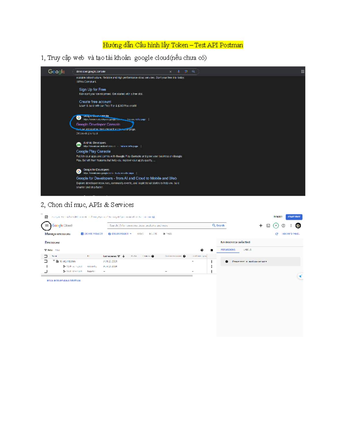Hướng Dẫn Lấy Token API Qua Postman - Google Cloud Configuration - Studocu