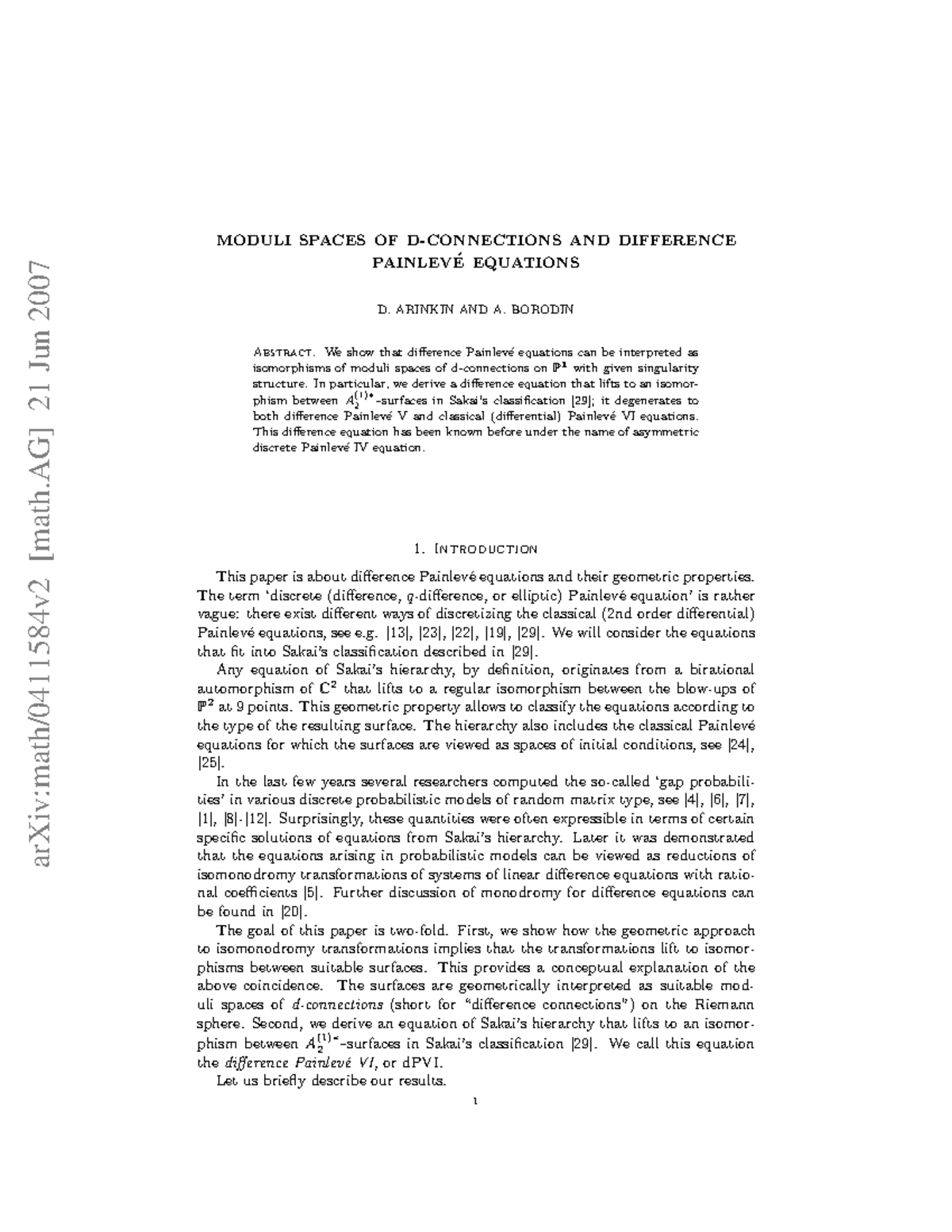0411584 - Cours - arXiv:math/0411584v2 [math] 21 Jun 2007 MODULI SPACES ...