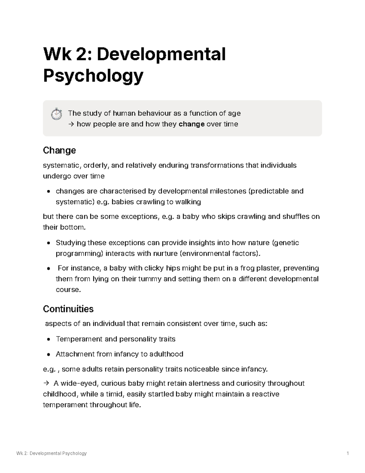 Wk 2: Key Concepts in Developmental Psychology and Human Growth - Studocu