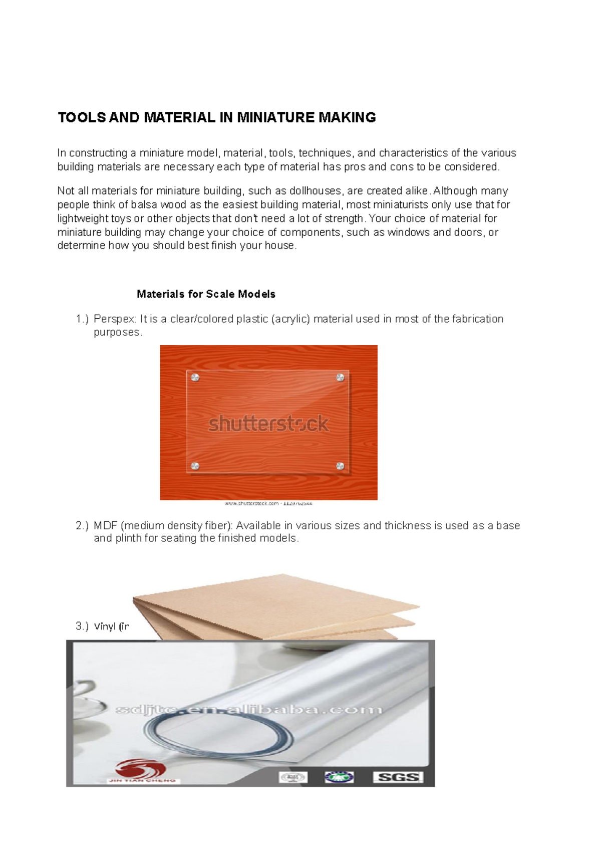 Tools and Materials for Miniature Making: A Comprehensive Guide - Studocu
