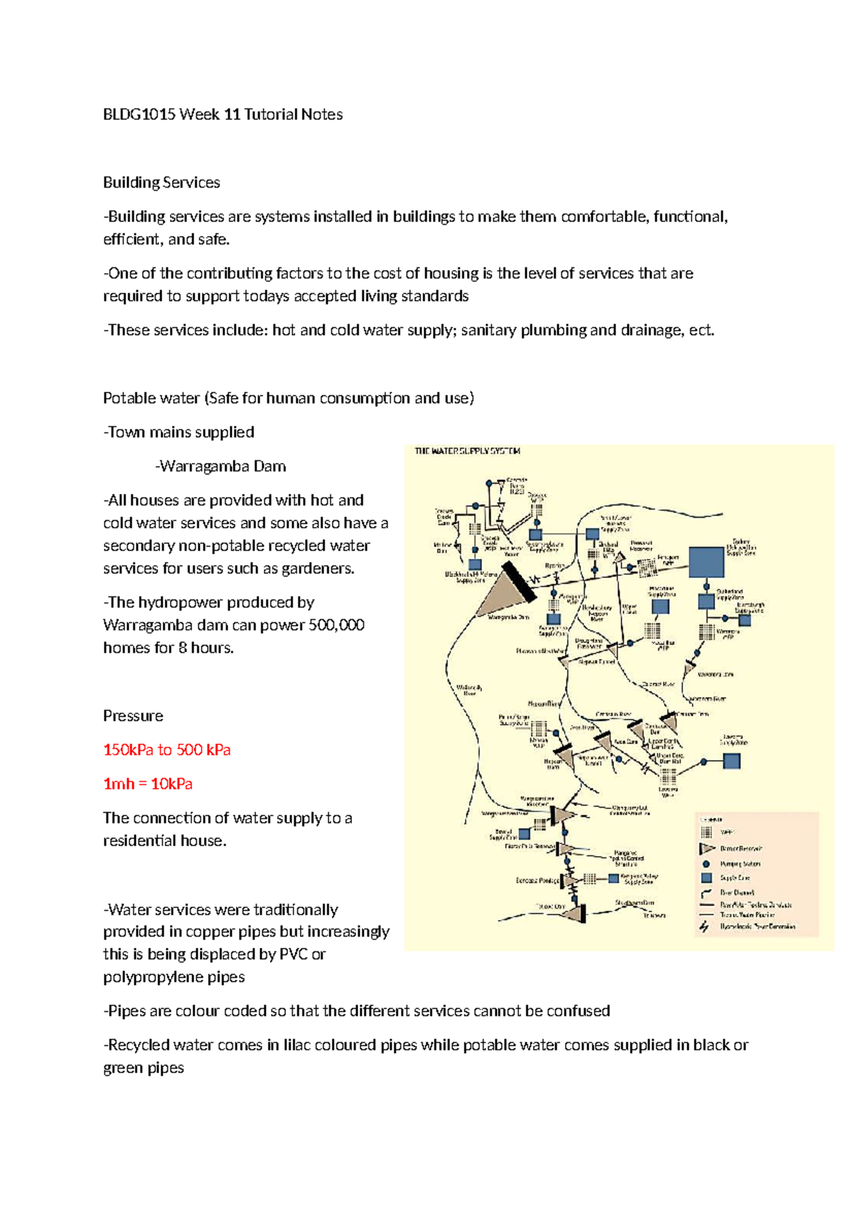 BLDG1015 Week 11 Tutorial Notes on Building Services Systems - Studocu