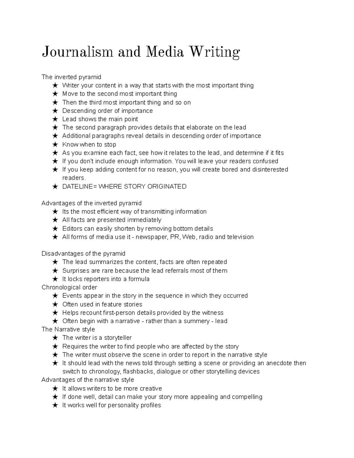 Inverted Pyramid - Media Writing - Journalism and Media Writing The ...