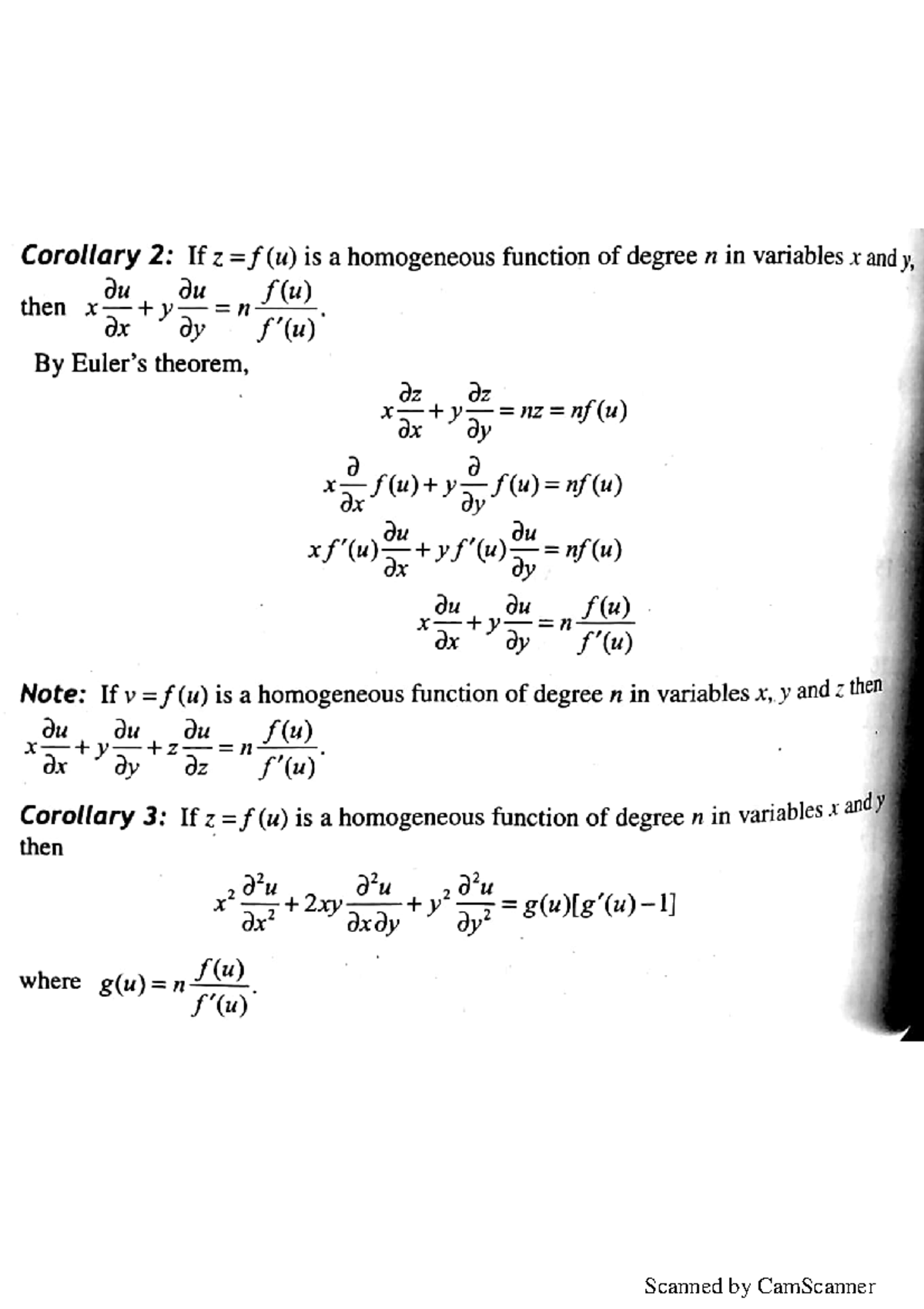 Corollary of Euler s theorem - Applied Mathematics 2 - MSU - Studocu
