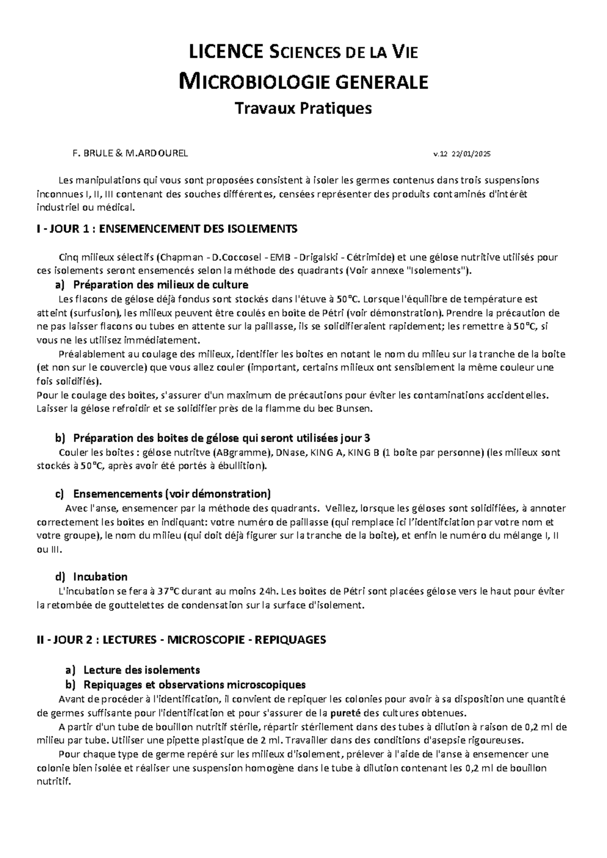 TP microbiologie générale 2024-2025 - LICENCE SCIENCES DE LA VIE ...