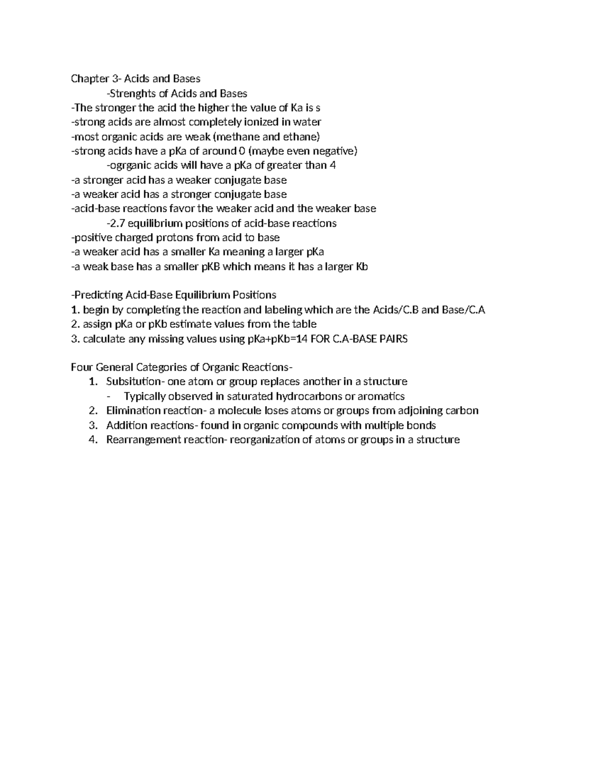Orgo chapter 3 outline - Short notes on Organic Chemistry Ch. 3 ...