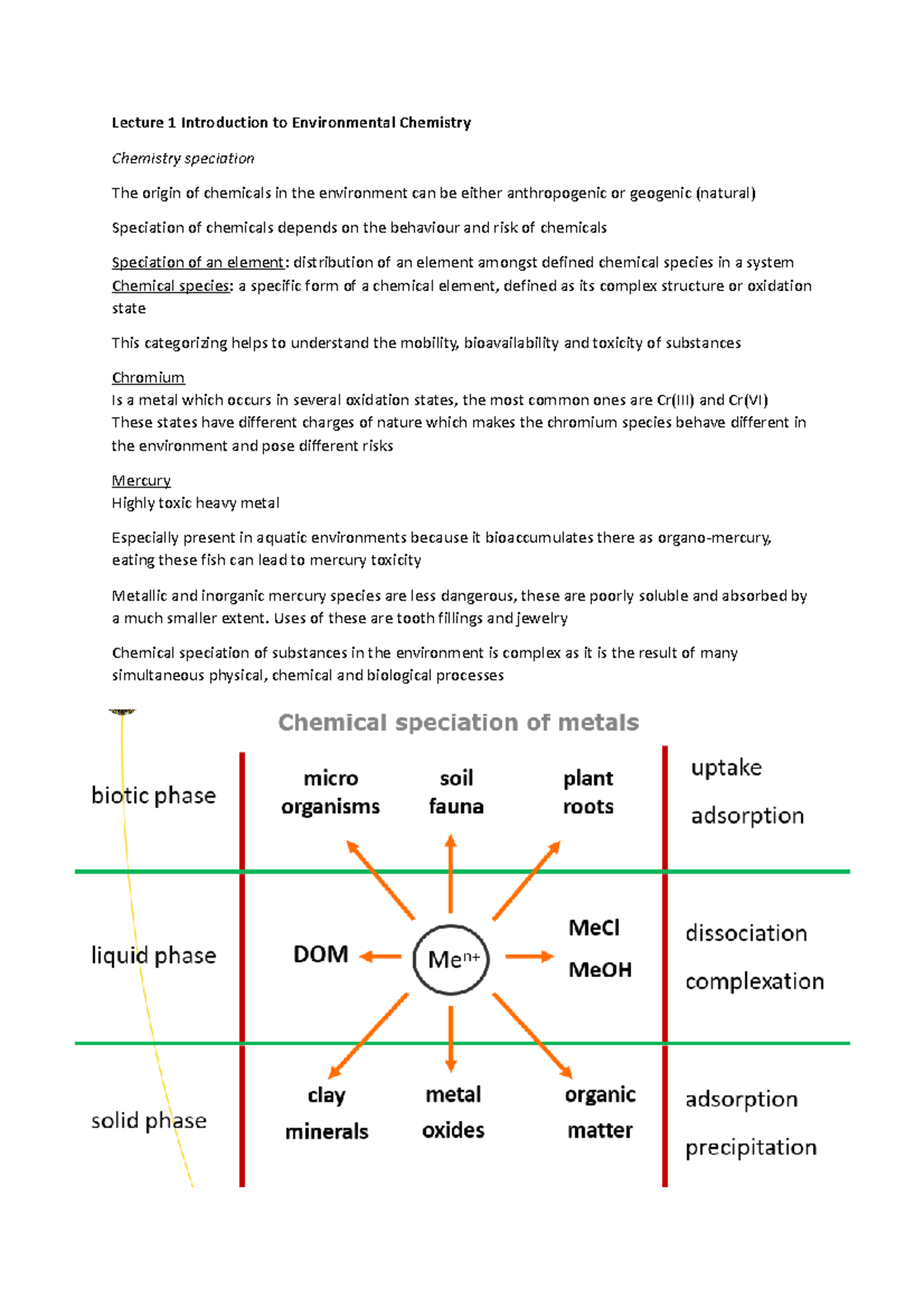 ENV 101 - Lecture Notes: Overview of Environmental Chemistry ...