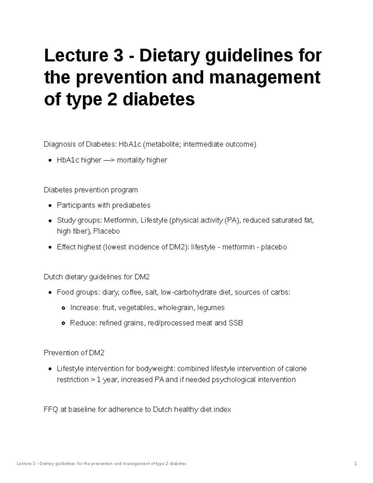Lecture 3 - Dietary Guidelines for Type 2 Diabetes Management and ...