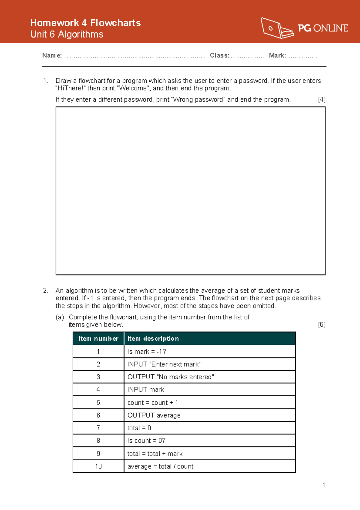 L2 - Homework 4: Flowcharts & Algorithms in Unit 6 - Studocu