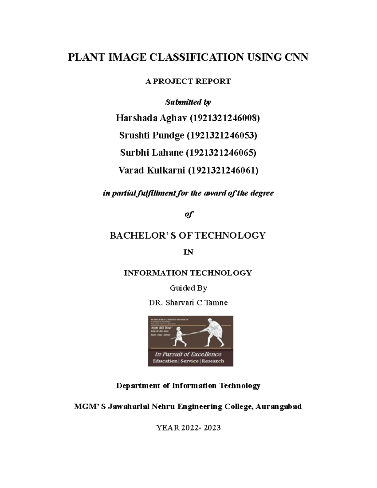 Plant Image Classification Project Report (Final Year) - PLANT IMAGE ...