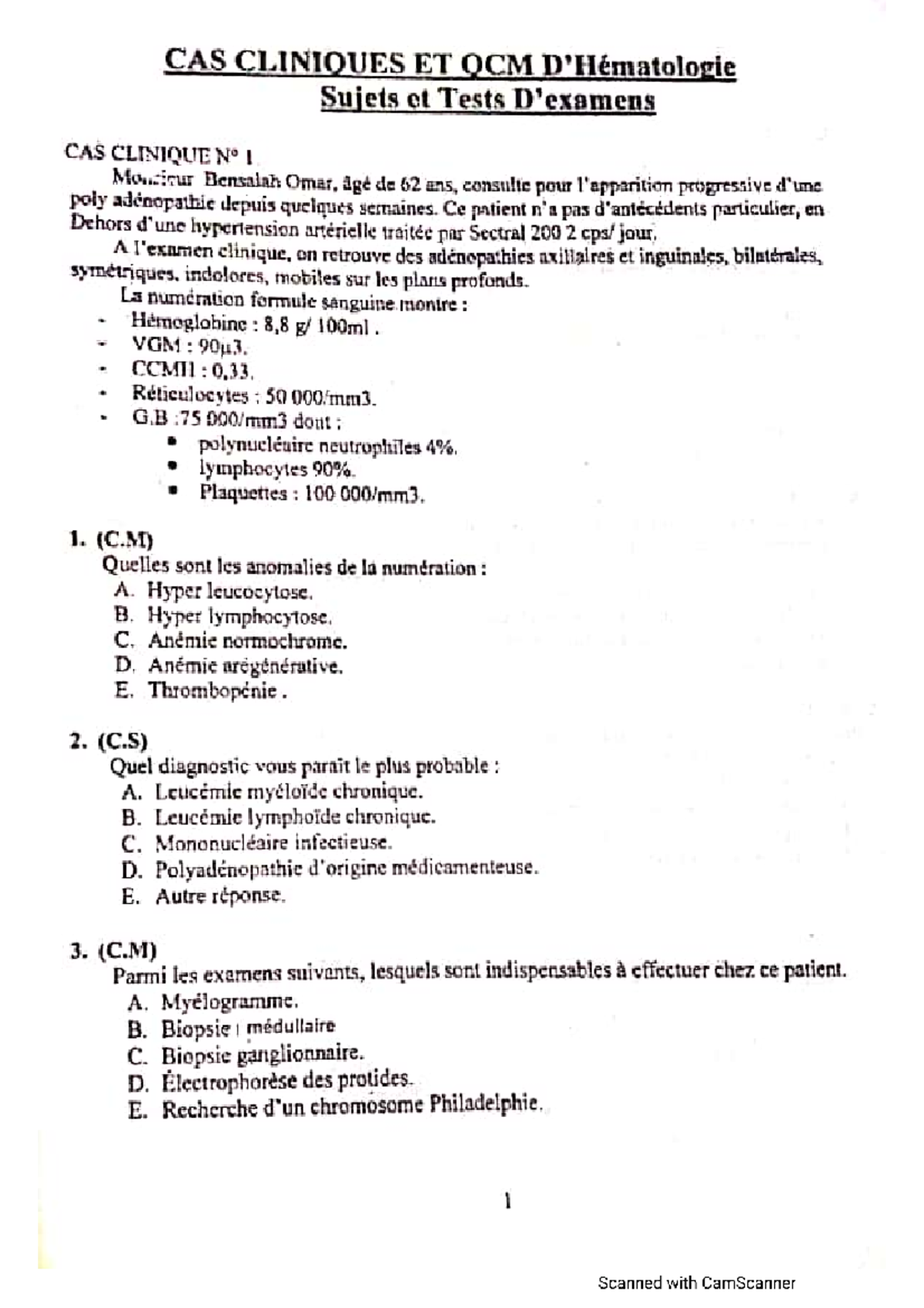 CAS CLINIQUE I & II: QCM et Tests de Diagnostic Médical - Studocu