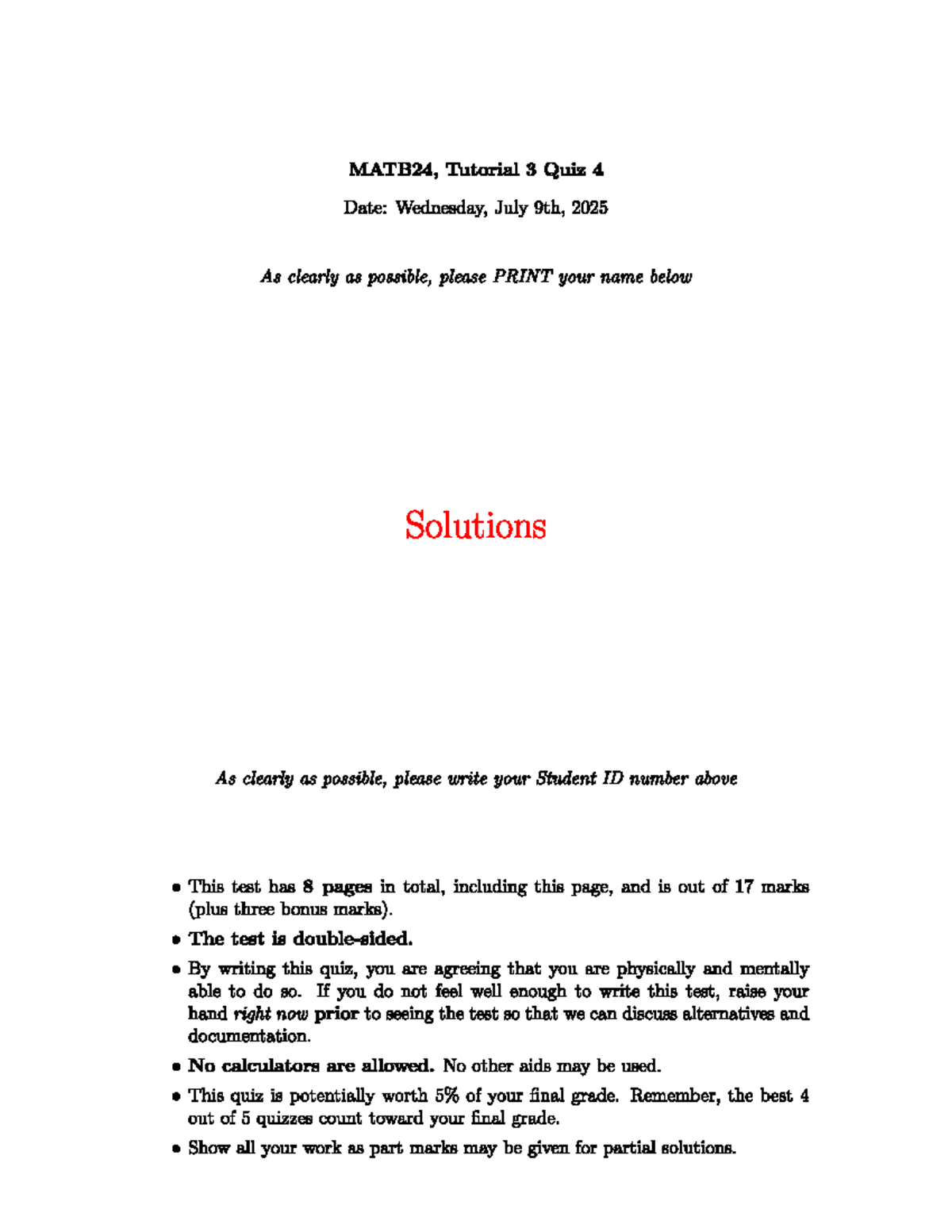 MATB24, Quiz 4 Solutions for Tutorial 3 - July 9, 2025 - Studocu
