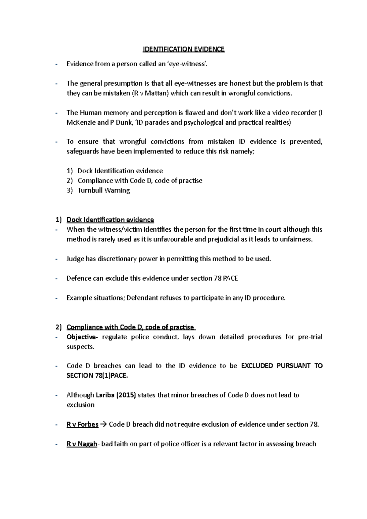 Identification Evidence: Key Insights & Safeguards in Law Studies - Studocu
