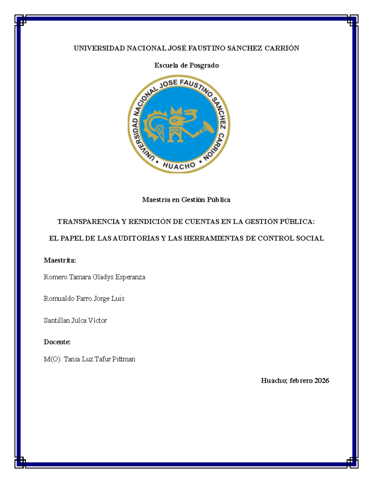 Monografía: Transparencia y Rendición de Cuentas en la Gestión Pública ...