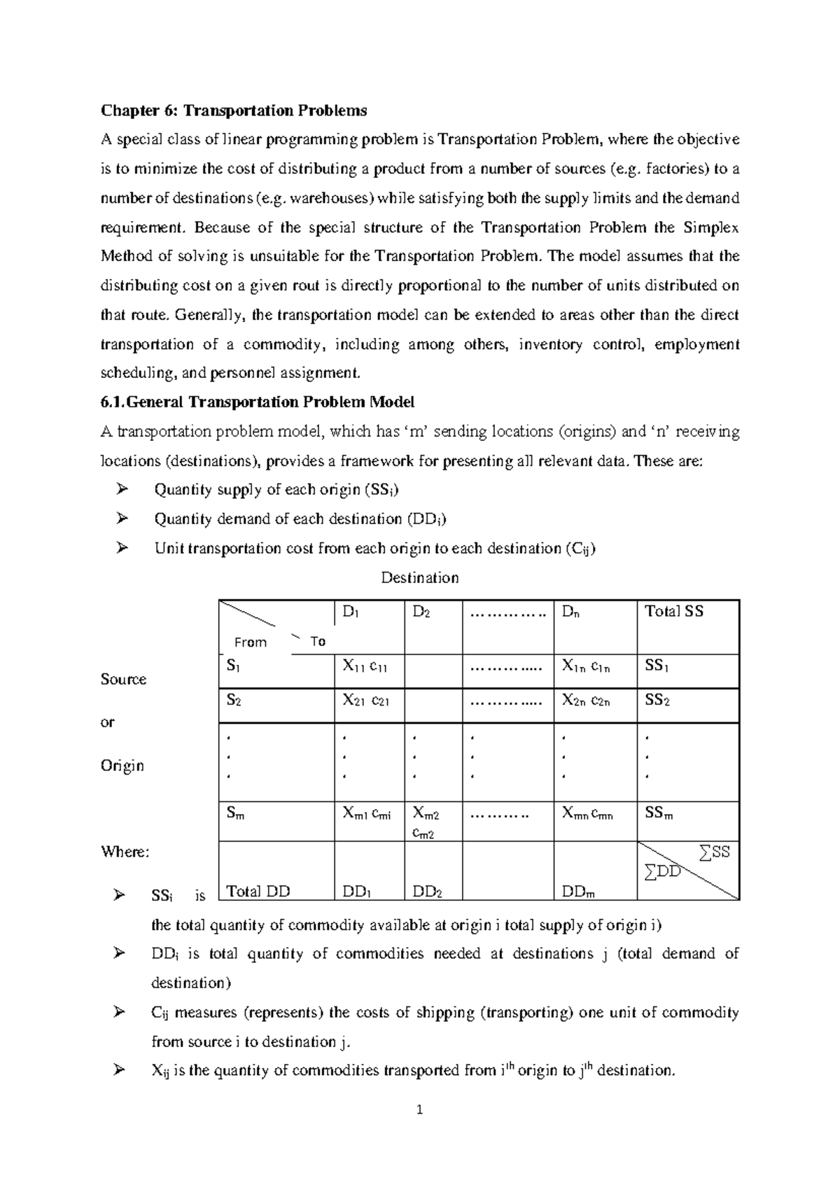 Operation Research Chapter 6: Transportation Problems - TP by Getahun G ...
