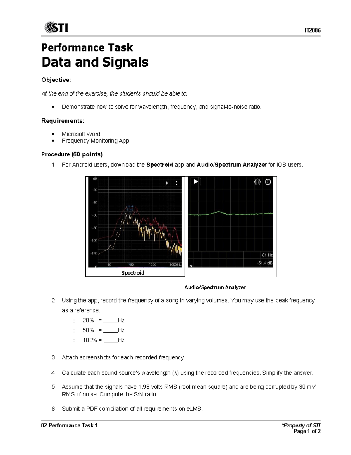 02 Performance Task 1 - Audio Frequency Analysis and Computation - Studocu