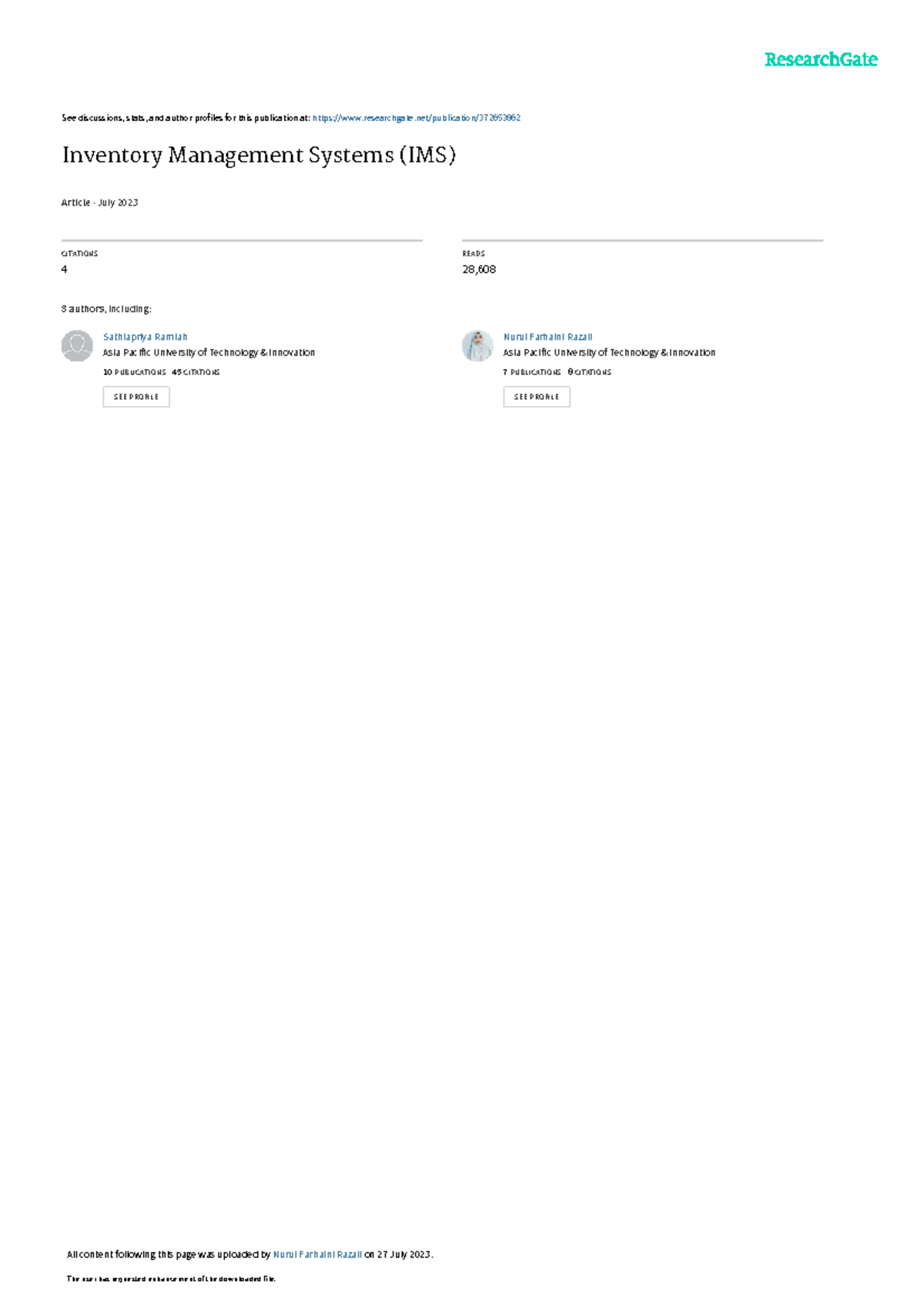 An inventory management system (IMS) for small and medium enterprises ...