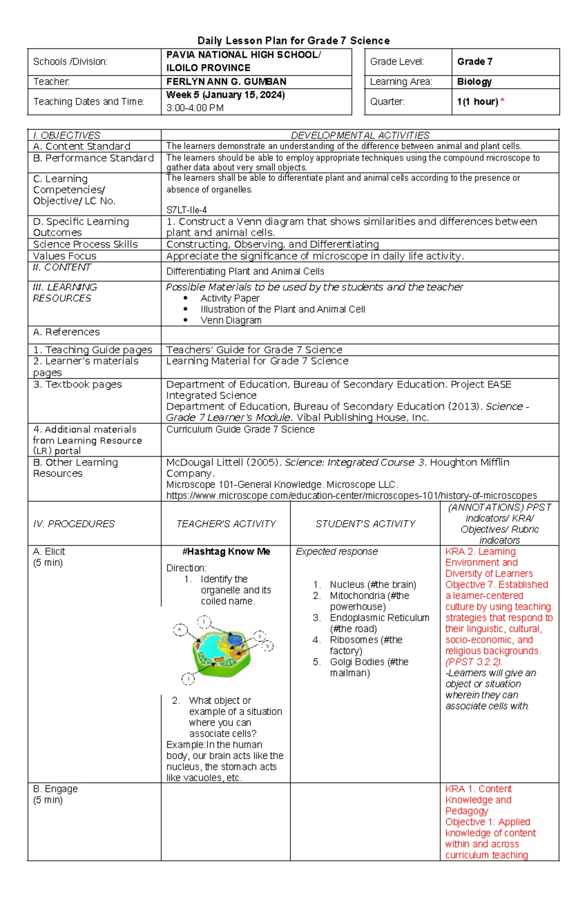 DLL Matatag Science 7 Q1 W1: Weekly Lesson Log on Particle Model - Studocu