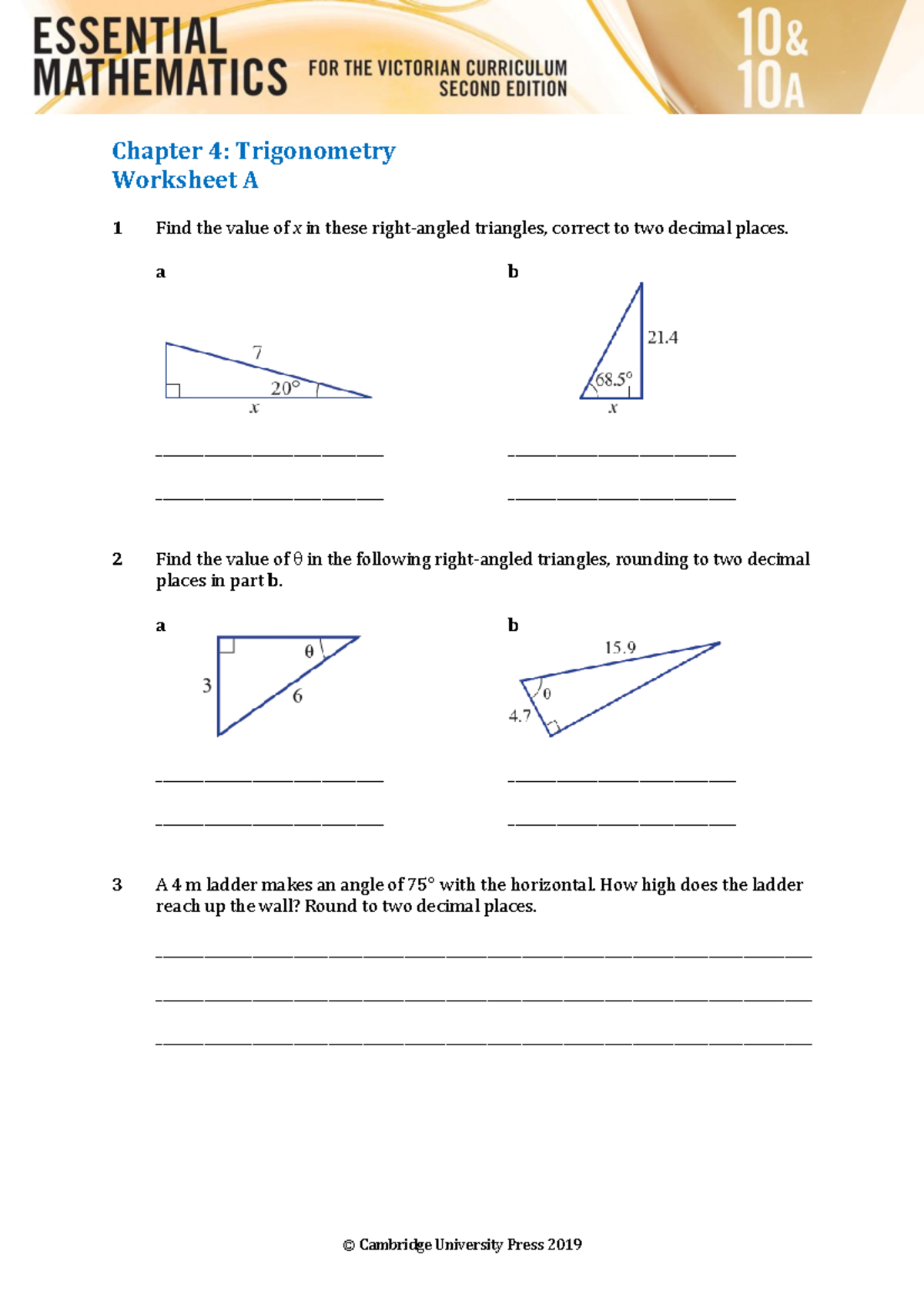 Worksheet 04A - © Cambridge University Press 2019 Chapter 4 ...