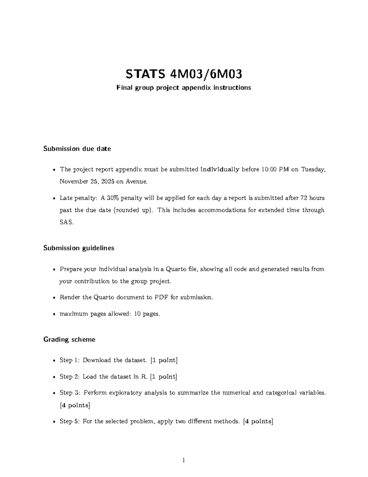 STATS Final Project Appendix Instructions & Submission Guidelines - Studocu