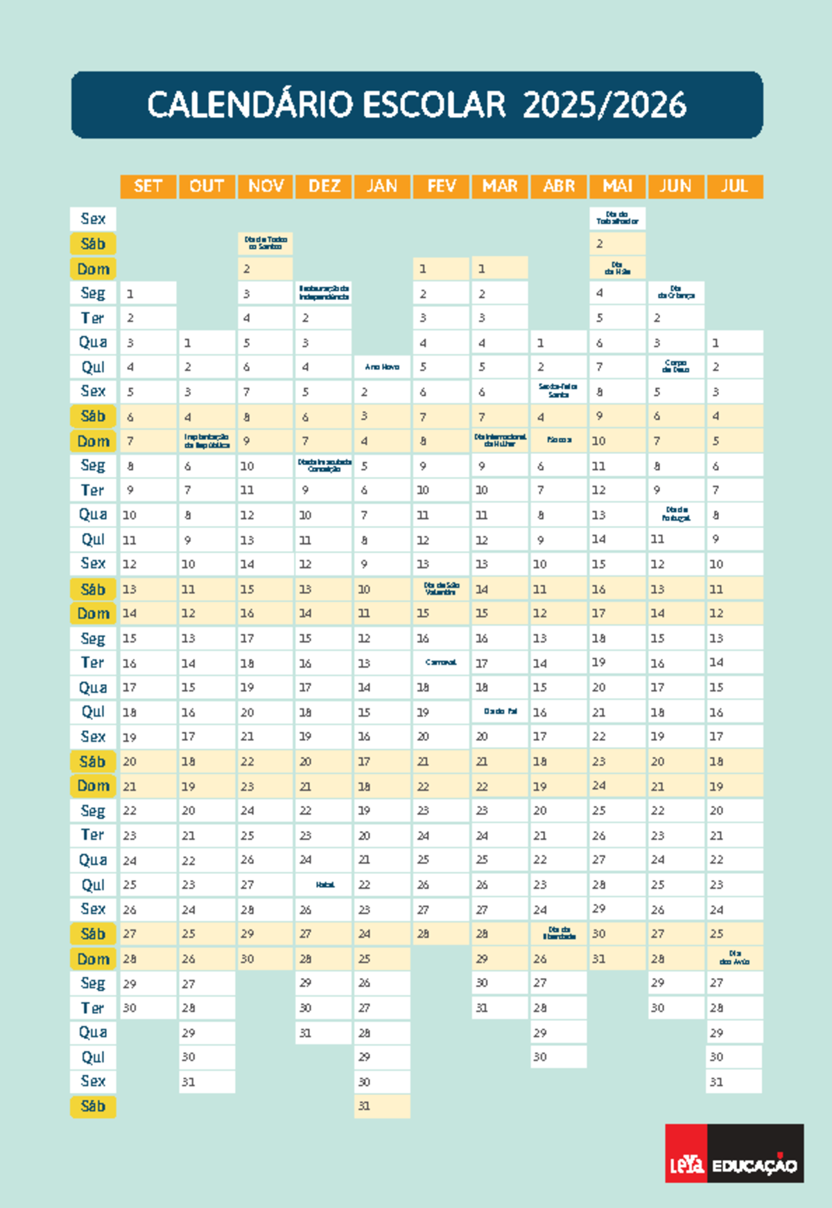Calendario escolar 2025 joinville 2