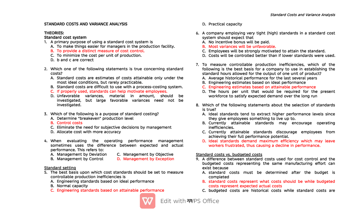 05-x05-Standard Costing and Variance Analysis Notes - Studocu