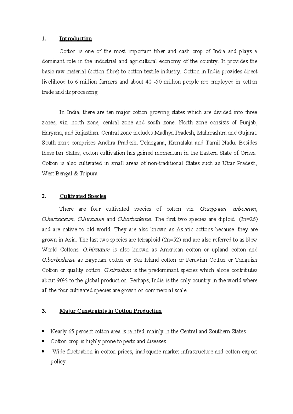 BN Cotton - 1. Introduction Cotton is one of the most important fiber ...