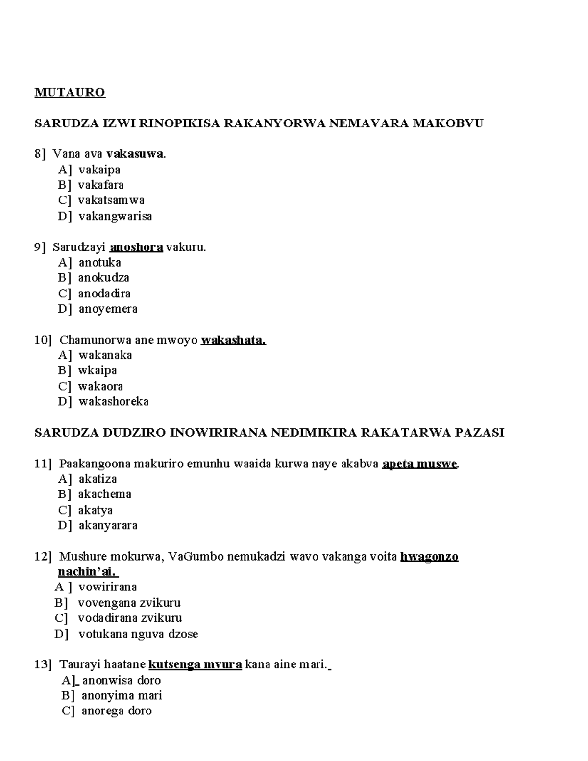 MUTAURO: Key Elements of Shona Language & Relation Forms - Exam Prep ...