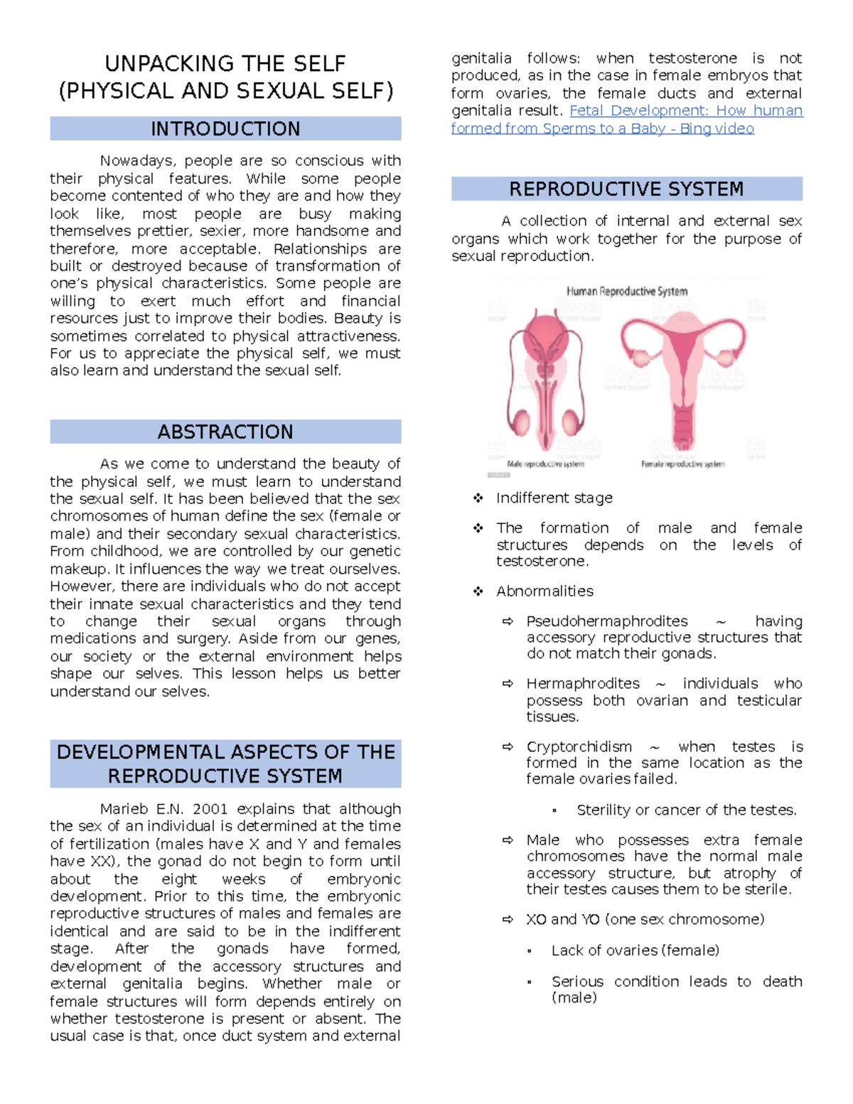 Exploring Physical and Sexual Selves: A Comprehensive Study (PSY101 ...