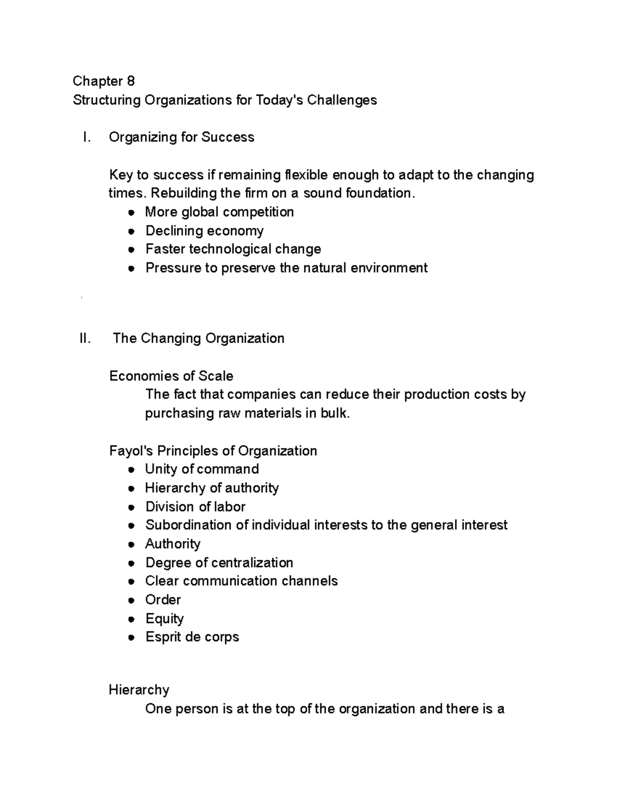 Chapter 8 - Chapter 8 Structuring Organizations for Today's Challenges ...