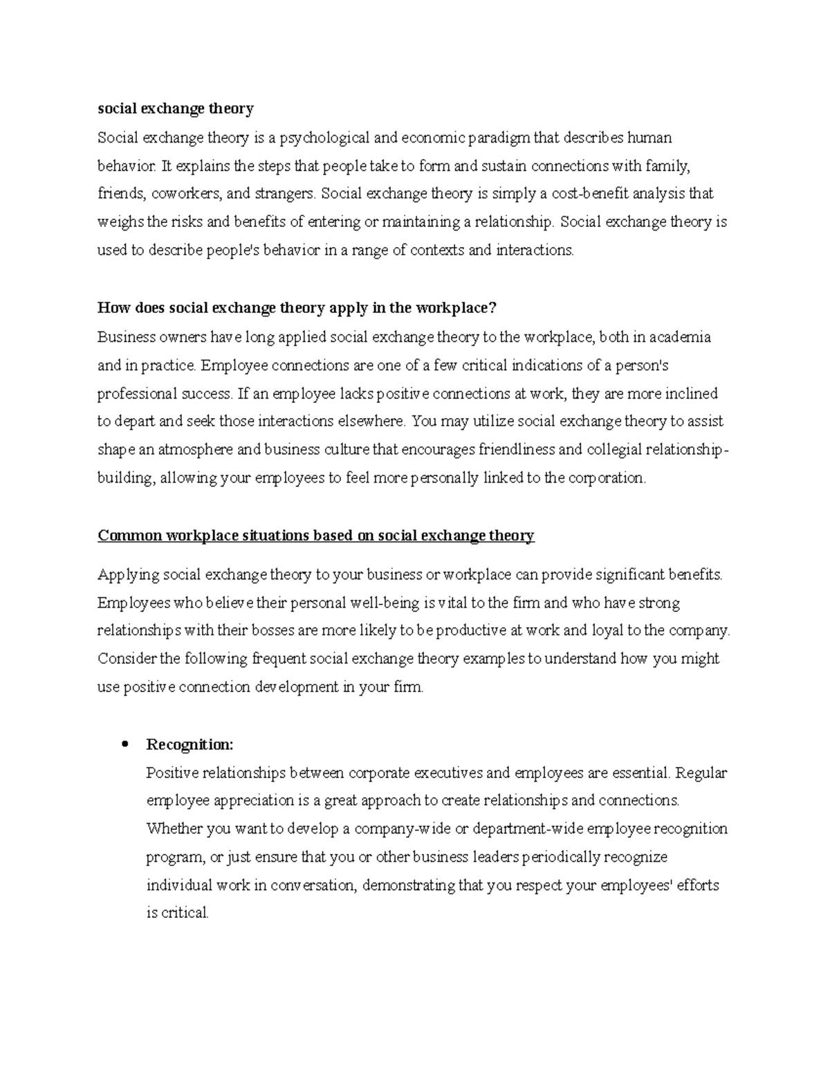 Social Exchange Theory - social exchange theory Social exchange theory ...
