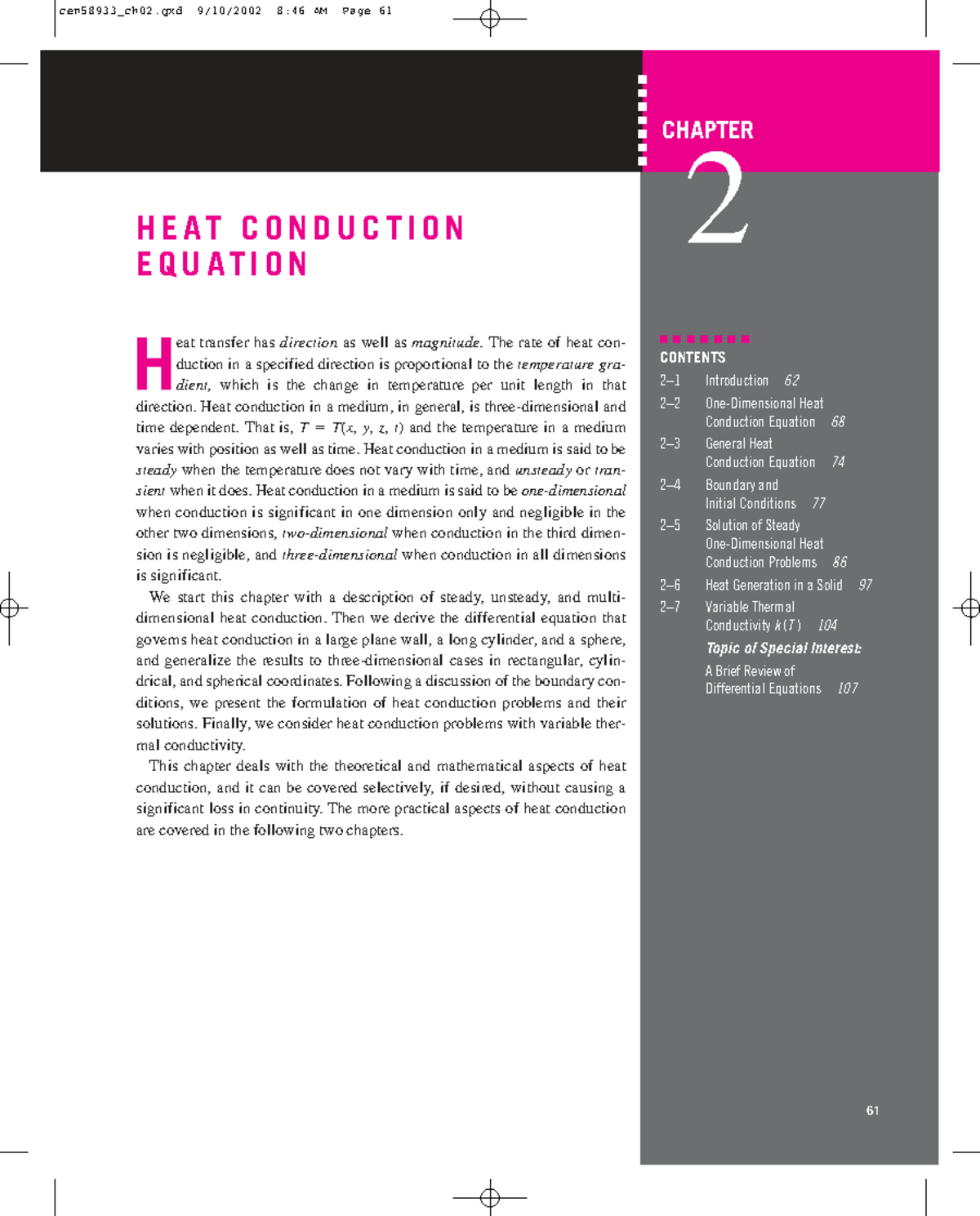 CEN58933 Chapter 2: Heat Conduction Equation and Analysis - Studocu