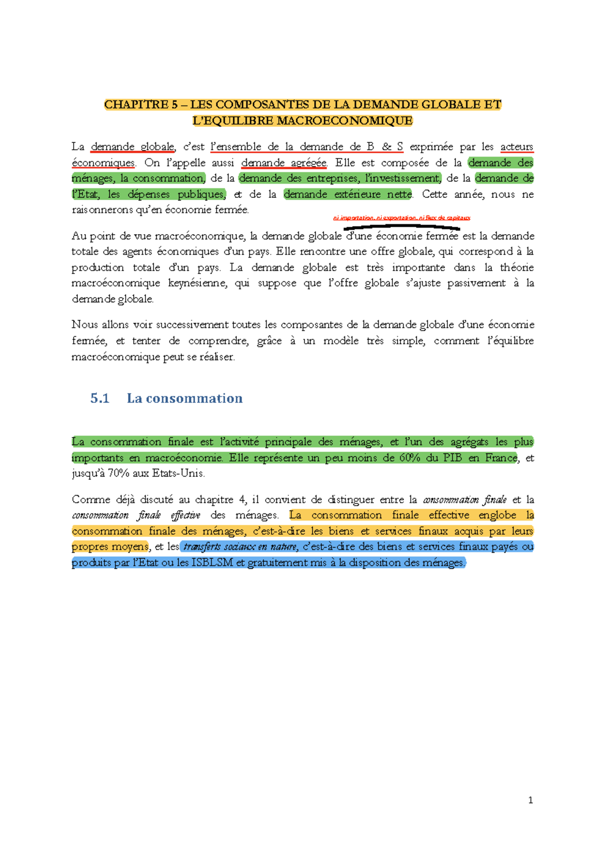 Chapitre 5 – Composantes de la Demande Globale et Équilibre Éco - Studocu